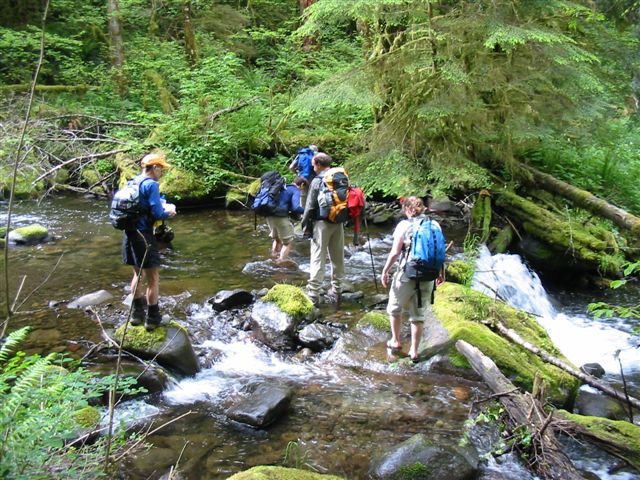 fording the east fork of Herman Creek