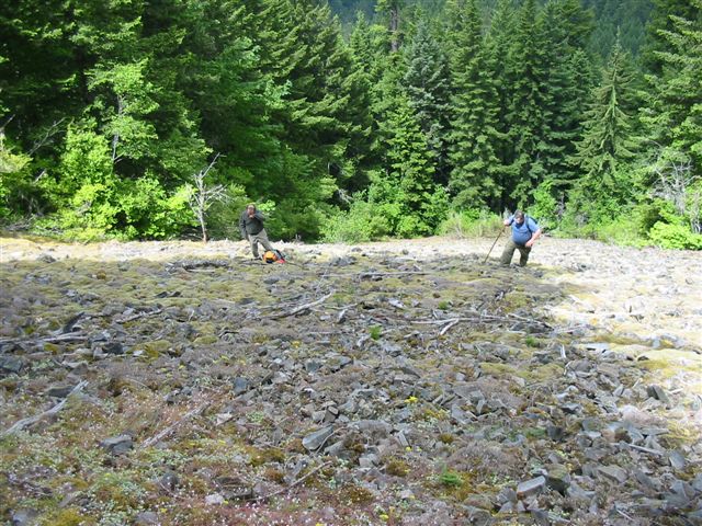 climbing the rockfall