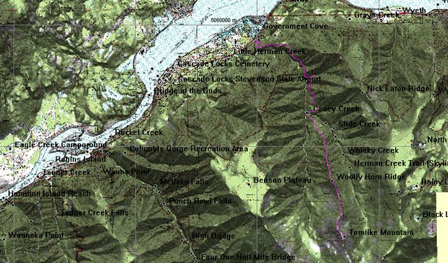 shaded relief view of Wooly Horn Ridge