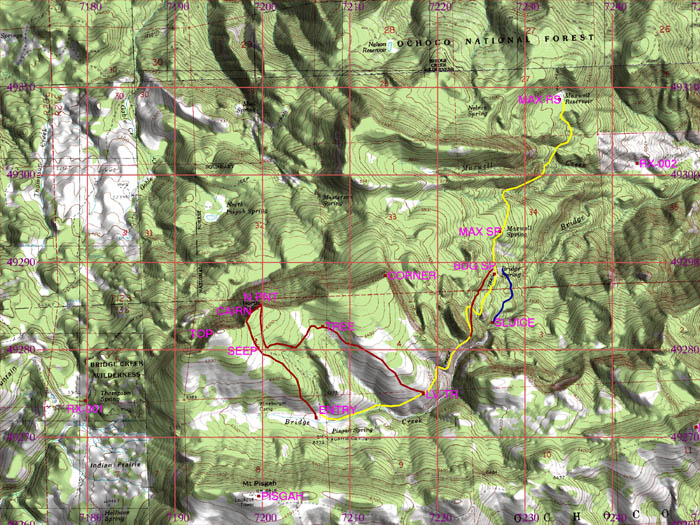 Shaded Topo Map of entire Bridge Creek Wilderness